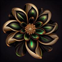 Flower with a gold and green design .. photo