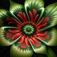 Flower with a green and red design. . photo