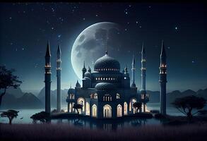 A mosque on a Ramadan night . . photo