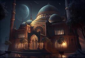 A mosque on a Ramadan night . . photo