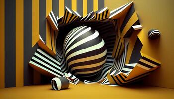 Abstract 3D Background with Stripes. . photo