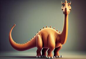 dinosaurios dibujos animados personaje. braquiosaurio. ai generado. foto