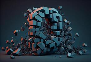Abstract concept of a broken block chain. . photo
