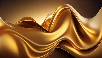 Golden Silk Waves Background. . photo
