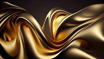 Golden Silk Waves Background. . photo