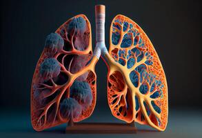 humano pulmón modelo enfermedad, pulmón cáncer y pulmón enfermedad. ai generado. foto