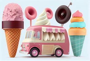 Ice cream food truck. . photo