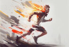 ilustraciones pintura de hombre corriendo con movimiento efecto concepto Arte digital pintura parte . ai generado. foto