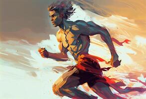 illustrations Painting of man running with motion effect Concept Art Digital Painting Part . . photo