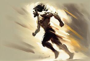 illustrations Painting of man running with motion effect Concept Art Digital Painting Part . . photo