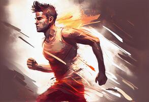 illustrations Painting of man running with motion effect Concept Art Digital Painting Part . . photo