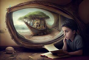 Kid book imagination. . photo