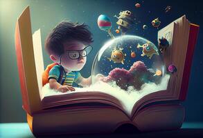 Kid book imagination. . photo