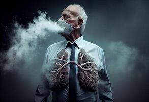 Lung disease frome smoking , air pollution. . photo