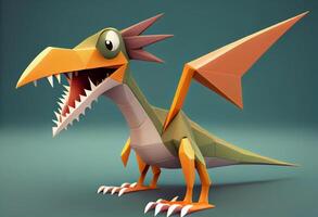 Pterodactyl dinosaur cartoon character. . photo