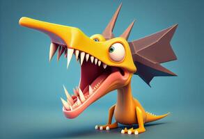 Pterodactyl dinosaur cartoon character. . photo