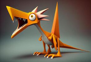 Pterodactyl dinosaur cartoon character. . photo