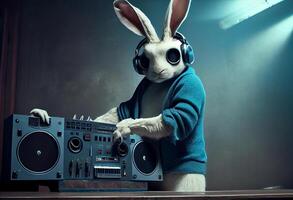 Rabbit DJ at the party. . photo