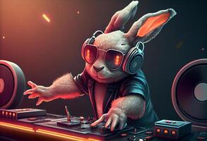 Rabbit DJ at the party. . photo