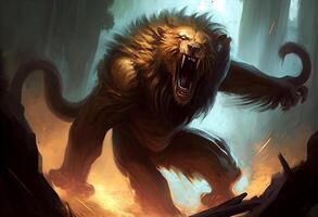 Eldritch horror lion monster. . photo