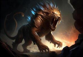 Eldritch horror lion monster. . photo