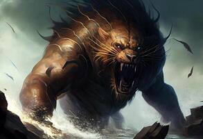 Eldritch horror lion monster. . photo