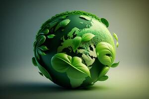 world environment and Earth day concept with green globe. AI Generated photo