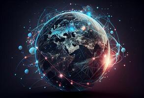 Global network connection and data connections concept . . photo