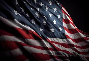 United States Flag On Black Background. free space. top wiew. . photo