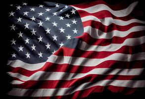 United States Flag On Black Background. free space. top wiew. . photo