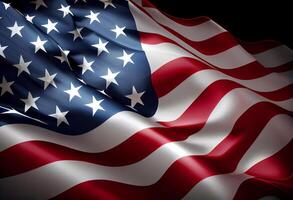 United States Flag On Black Background. free space. top wiew. . photo