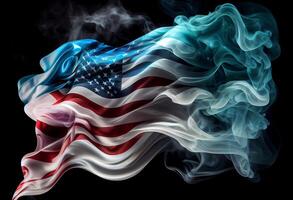 USA wavy flag made of smoke high quality image. . photo