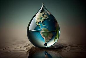 Water drop with earth for World Water Day . . photo