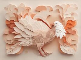 An intricate paper art style illustration of a Turkey, color palette. photo