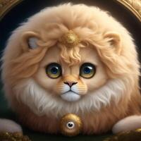 Cute fluffy little lion. . photo