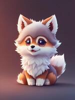 Cute tiny hyperrealistic Anime wolf from Pokemon. . photo