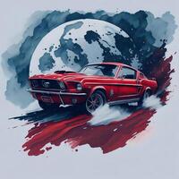 Old car drifting on the moon. photo