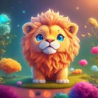 Very detailed cute lion. . photo