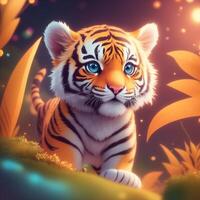 Very detailed cute tiger. . photo