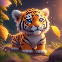 Very detailed cute tiger. . photo