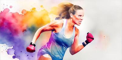 Background athlete watercolor image for a website or advertising media. . photo