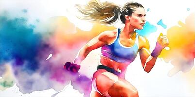 Background athlete watercolor image for a website or advertising media. . photo