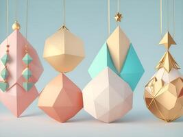 Christmas ornaments, geometric shapes, abstract shapes, color ornaments. . photo