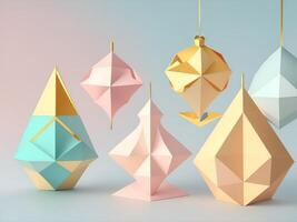 Christmas ornaments, geometric shapes, abstract shapes, color ornaments. . photo