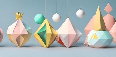 Christmas ornaments, geometric shapes, abstract shapes, color ornaments. . photo