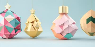 Christmas ornaments, geometric shapes, abstract shapes, color ornaments. . photo