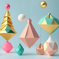 Christmas ornaments, geometric shapes, abstract shapes, color ornaments. . photo