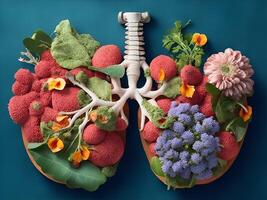 Human lungs from which flowers grow. . photo