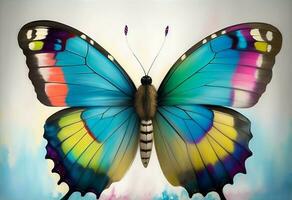 vistoso pintado mariposa con alas untado fuera volador. ai generado foto
