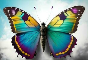 Colorful painted butterfly with wings spread out flying. AI Generated photo